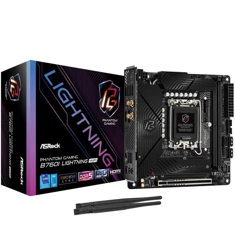Scheda madre ASRock B760I LGA 1700 Mini ITX Phantom Gaming Lightning WiFi DDR5 PCIe