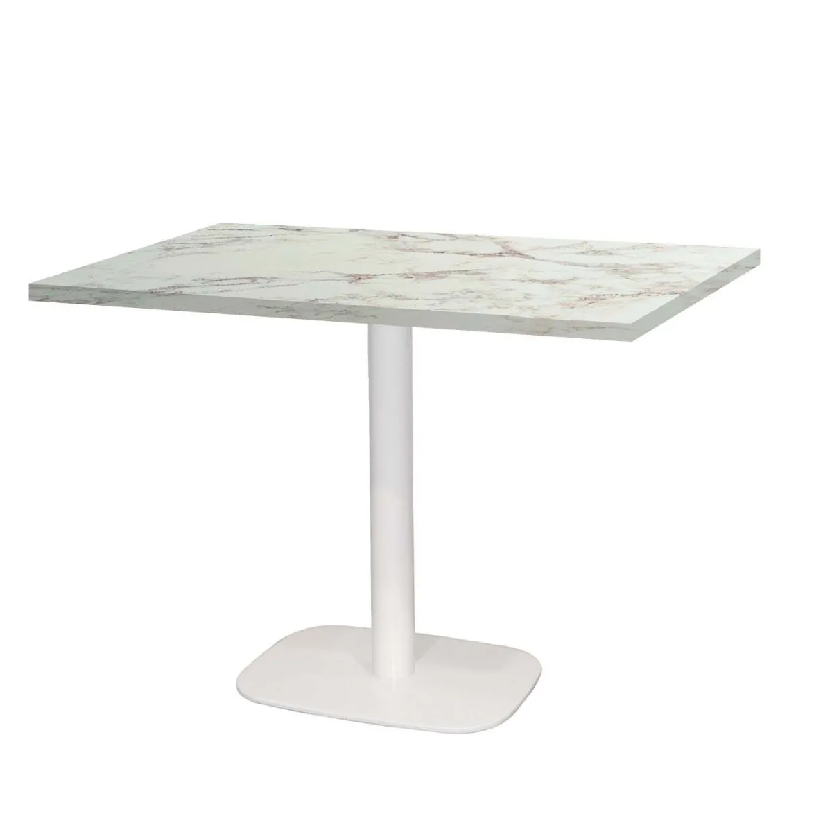 RestooTab Tavolo Round rettangolare base bianco - laminato legno & pietra; 120x70x75 cm (LxLxH); bianco lana/marrone/marmorizzato; rettangolare