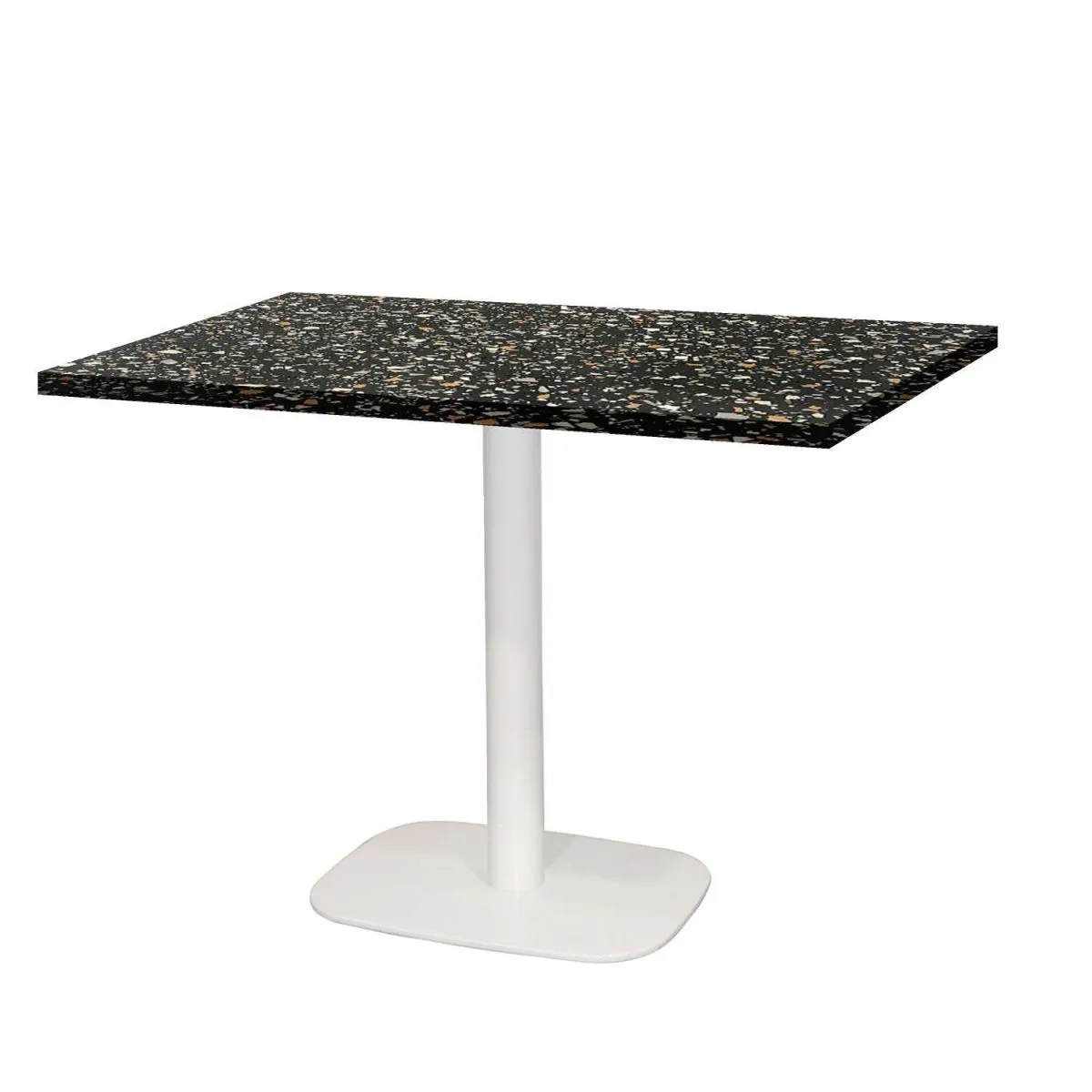 RestooTab Tavolo Round rettangolare base bianco - laminato legno & pietra; 120x70x75 cm (LxLxH); nero/terazzo; rettangolare