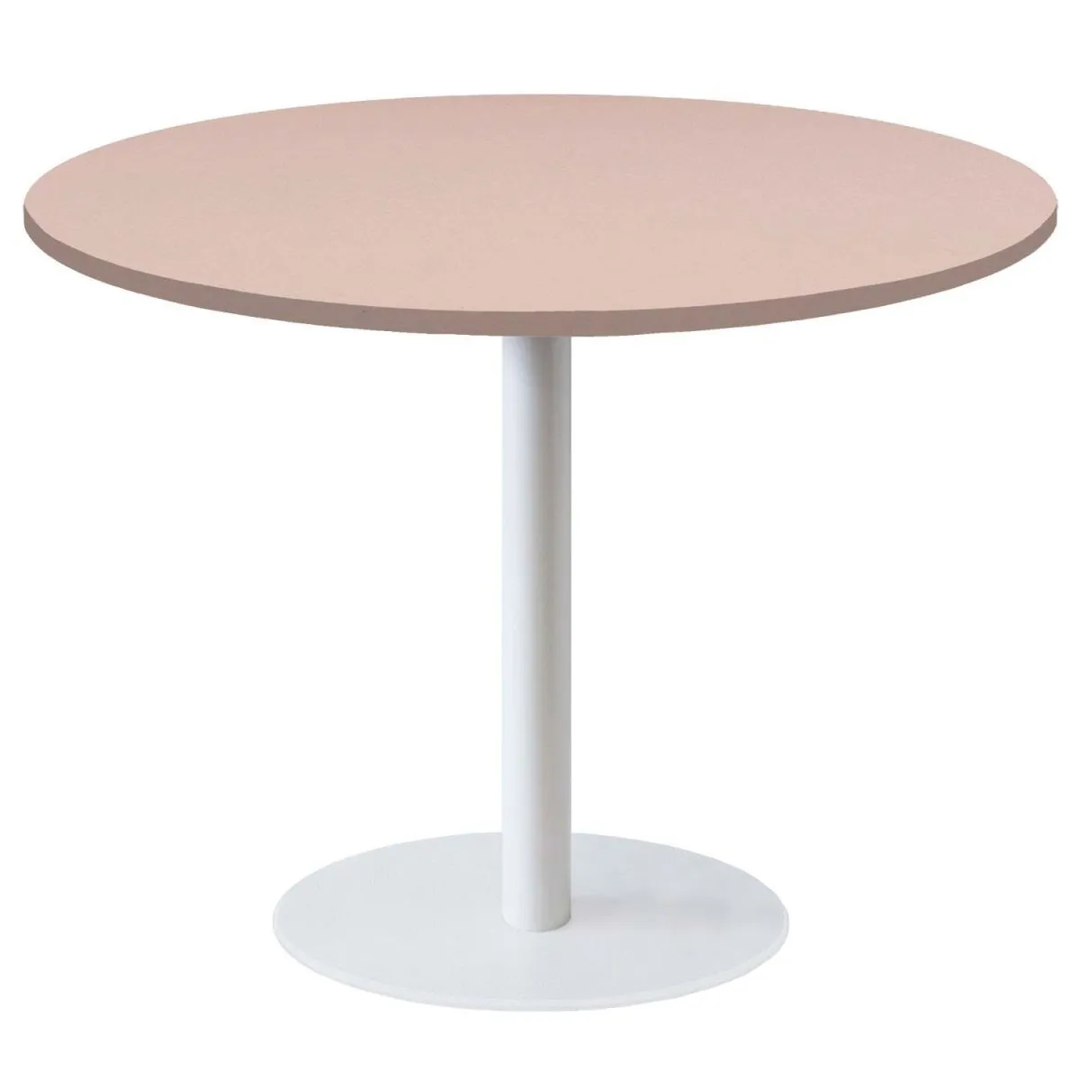 RestooTab Tavolo Roma XL rotondo base bianco - laminato tinta unita; 75x120 cm (HxØ); rosa antico; rotonda