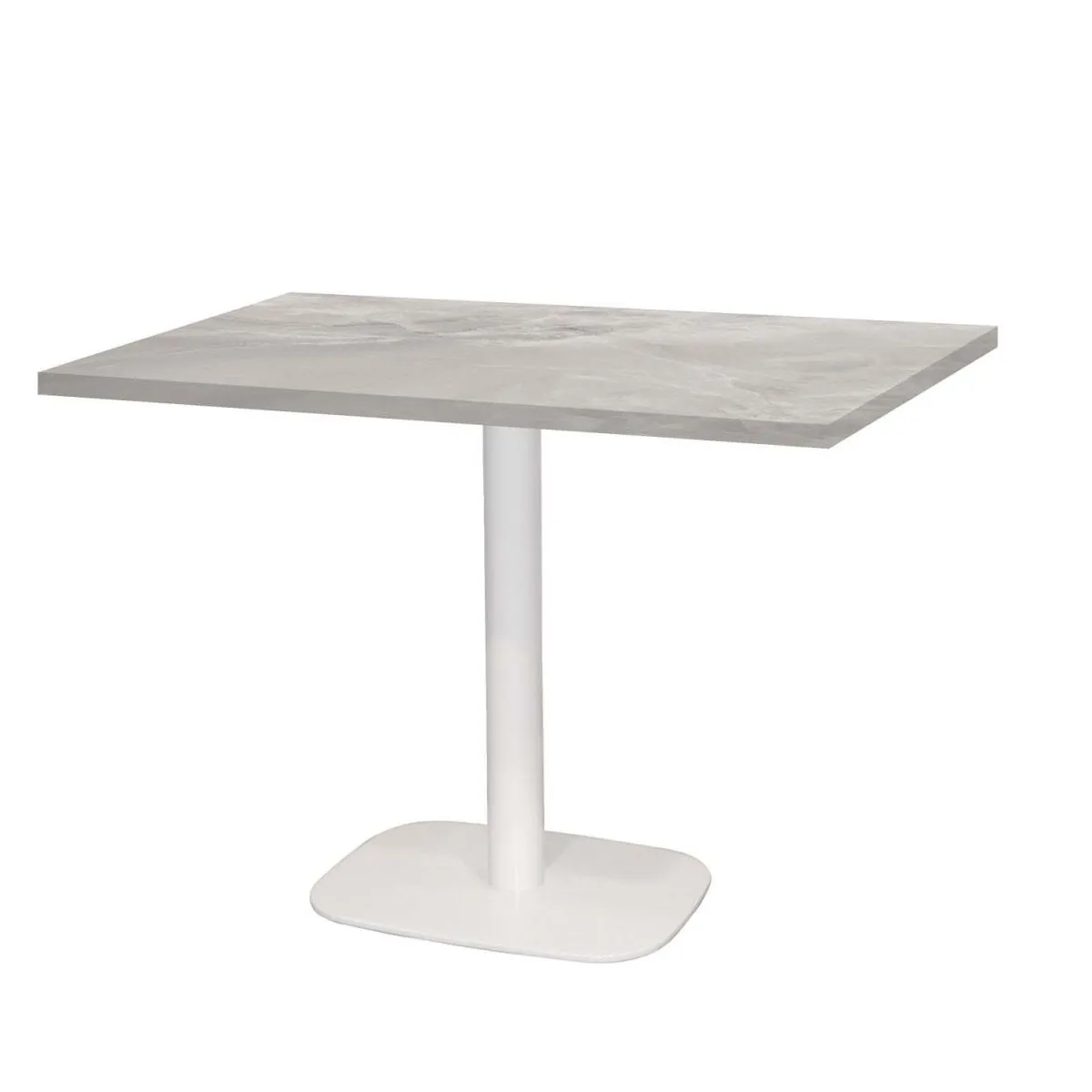 RestooTab Tavolo Round rettangolare base bianco - laminato legno & pietra; 120x70x75 cm (LxLxH); beige/grigio/marmorizzato; rettangolare