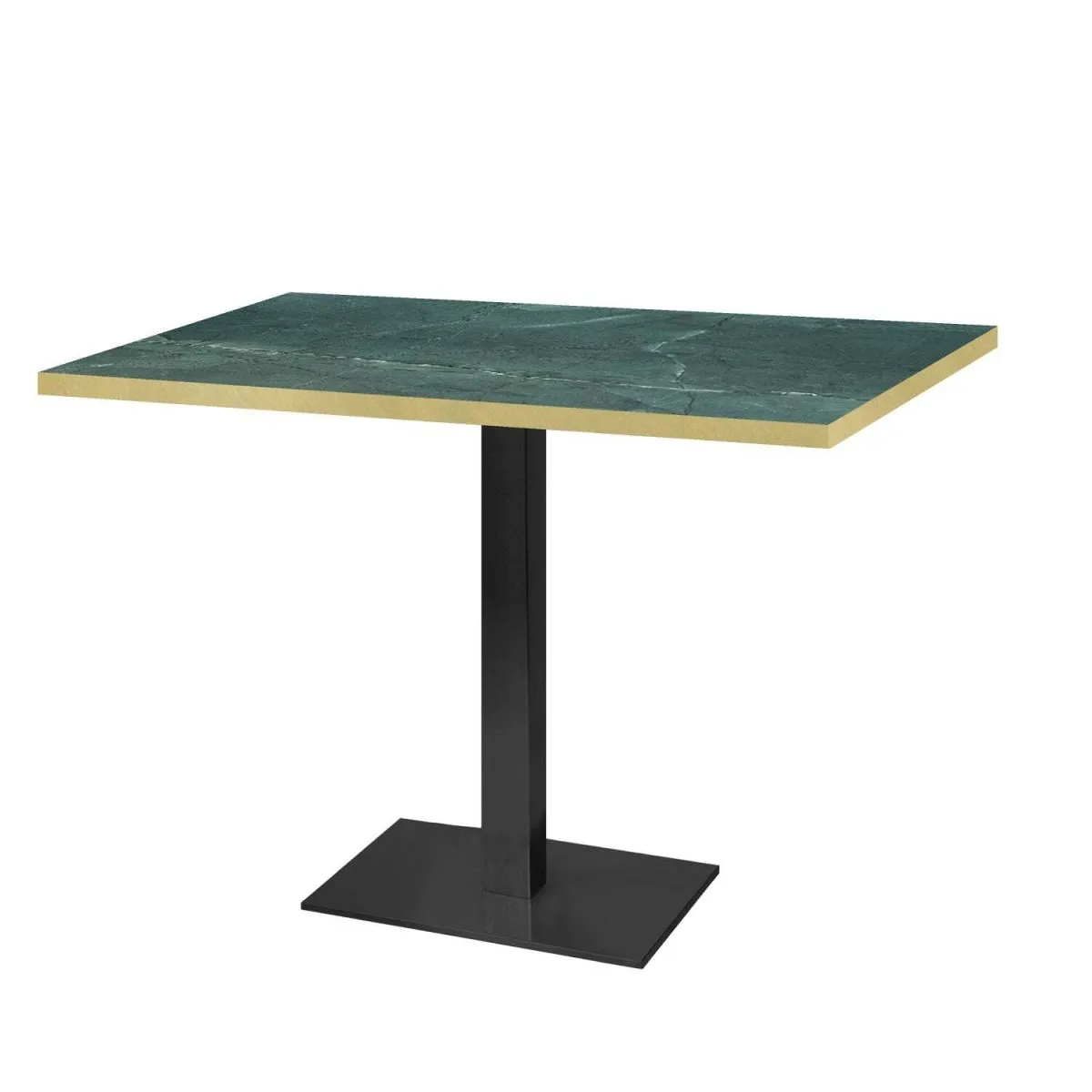 RestooTab Tavolo Milano rettangolare - laminato pietra; 120x70x75 cm (LxLxH); verde scuro/marmorizzato/ottone; rettangolare
