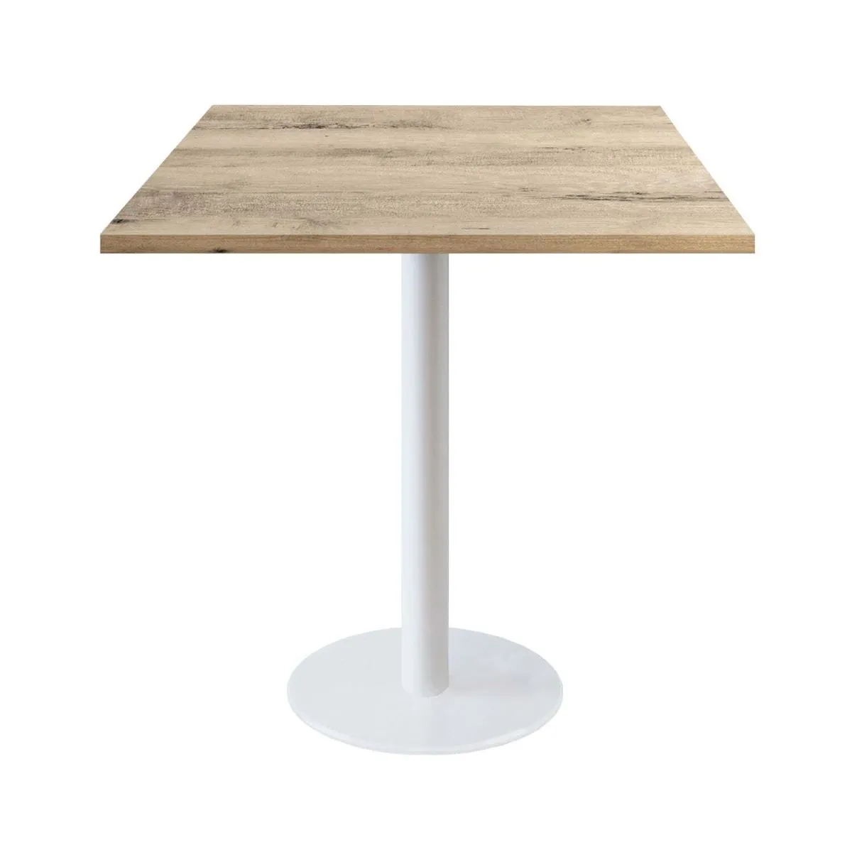 RestooTab Tavolo Roma quadrato base bianco - laminato legno & pietra; 70x70x75 cm (LxLxH); quercia/naturale; quadrata