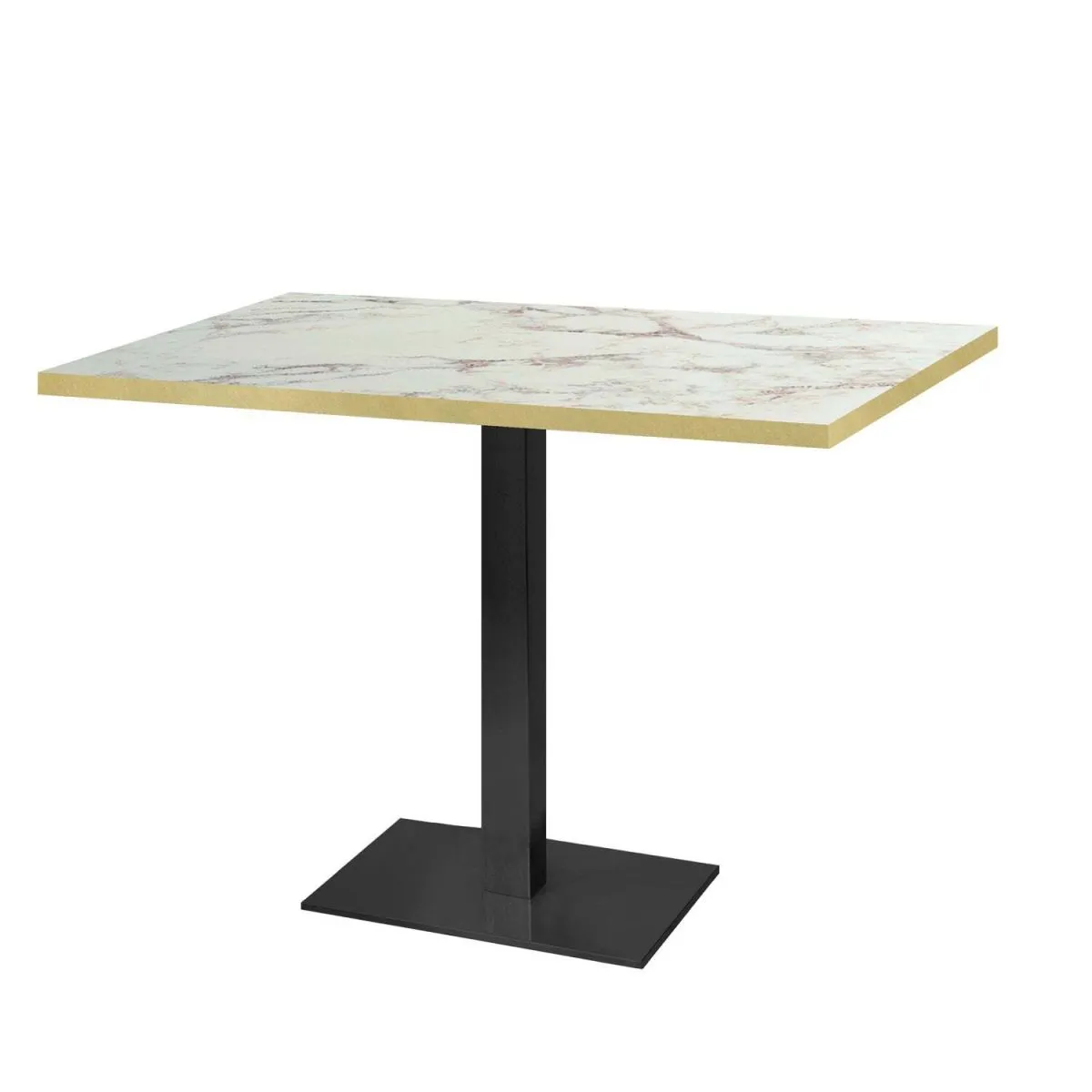 RestooTab Tavolo Milano rettangolare - laminato pietra; 120x70x75 cm (LxLxH); bianco lana/marrone/ottone; rettangolare