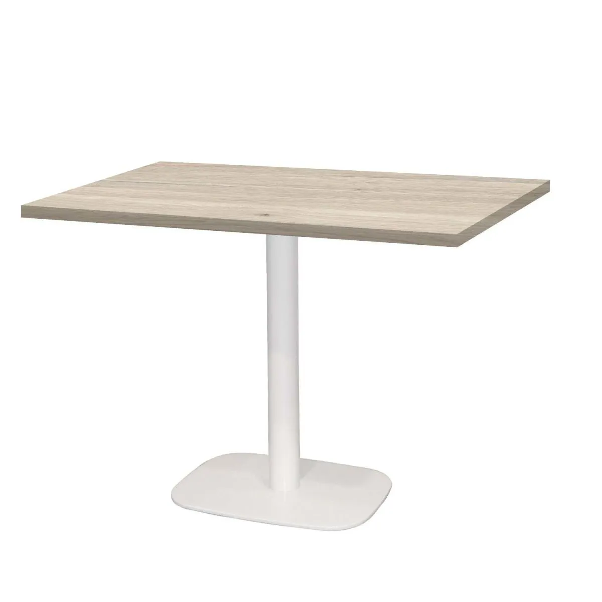 RestooTab Tavolo Round rettangolare base bianco - laminato legno & pietra; 120x70x75 cm (LxLxH); betulla/grigio chiaro; rettangolare