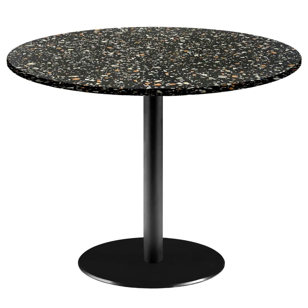 RestooTab Tavolo Roma XL rotondo - laminato pietra; 75x120 cm (HxØ); nero/terazzo; rotonda