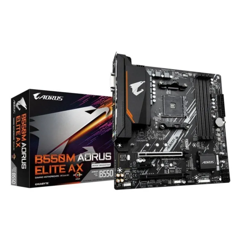 Placa Base GIGABYTE B550 AM4 MicroATX B550M AORUS ELITE AX Wi-Fi 6E DDR4 4733MHz