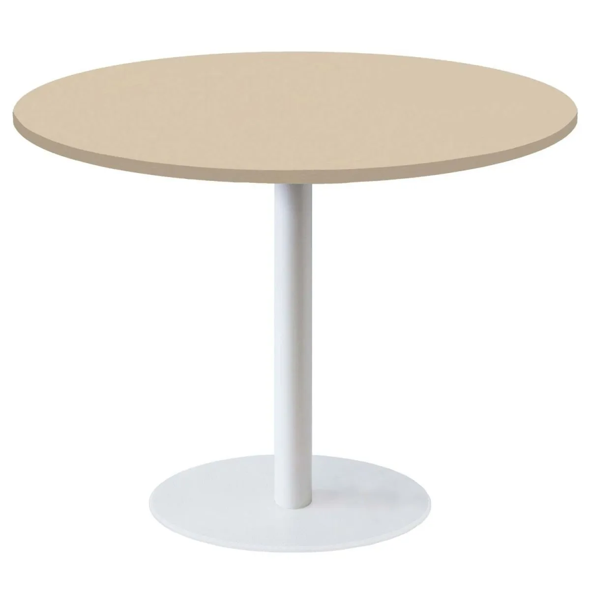 RestooTab Tavolo Roma XL rotondo base bianco - laminato tinta unita; 75x120 cm (HxØ); beige; rotonda