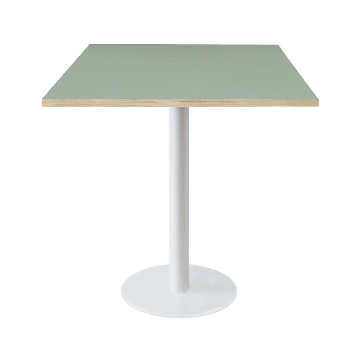 RestooTab Tavolo Roma quadrato base bianco - laminato tinta unita; 70x70x75 cm (LxLxH); verde chiaro/marrone; quadrata