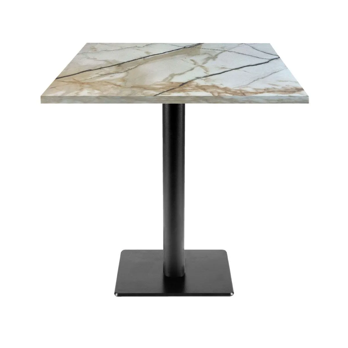 RestooTab Tavolo Milano-T quadrato - laminato pietra; 70x70x75 cm (LxLxH); bianco lana/grigio/marmorizzato; quadrata