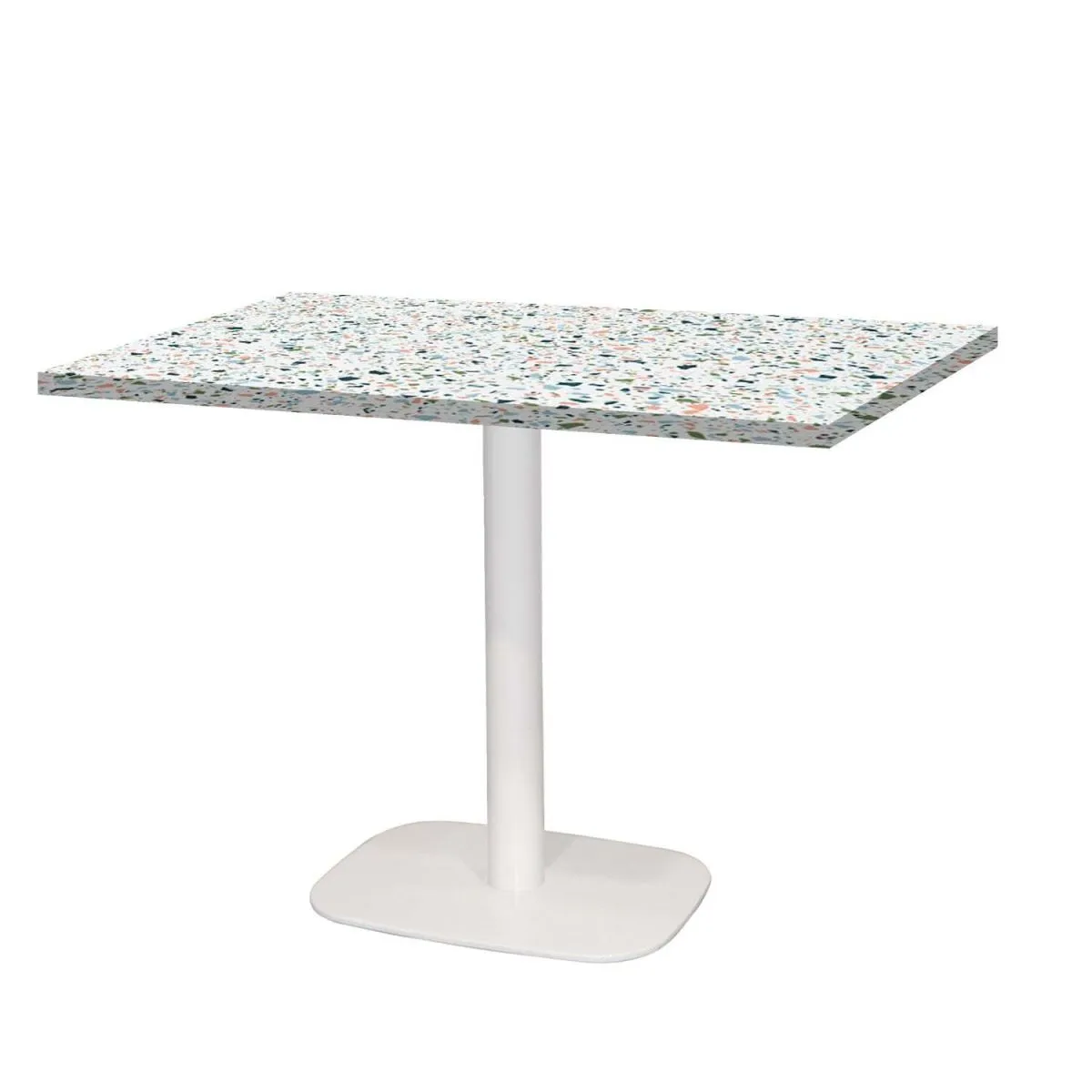 RestooTab Tavolo Round rettangolare base bianco - laminato legno & pietra; 120x70x75 cm (LxLxH); multicolore/terazzo; rettangolare