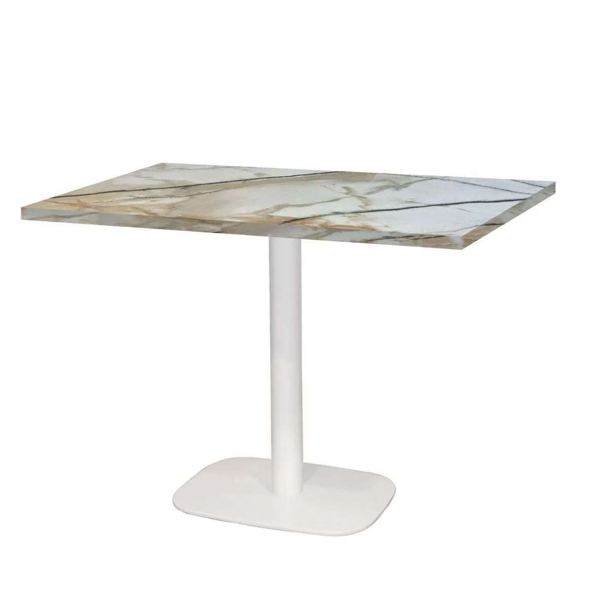 RestooTab Tavolo Round rettangolare base bianco - laminato legno & pietra; 120x70x75 cm (LxLxH); bianco lana/grigio/marmorizzato; rettangolare