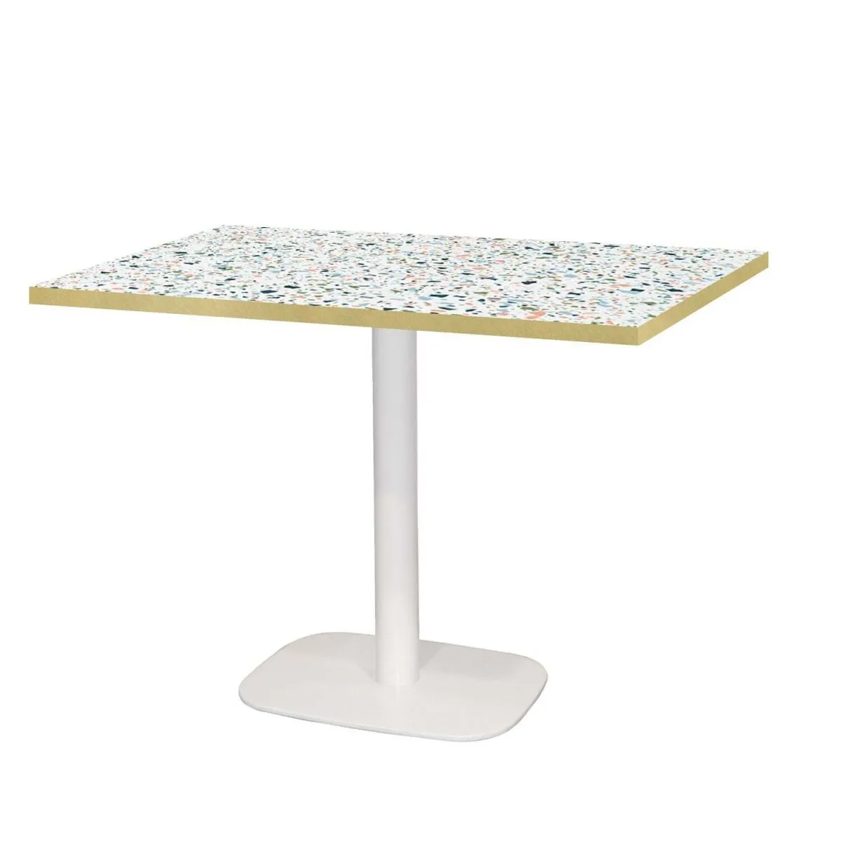 RestooTab Tavolo Round rettangolare base bianco - laminato legno & pietra; 120x70x75 cm (LxLxH); multicolore/terazzo/ottone; rettangolare