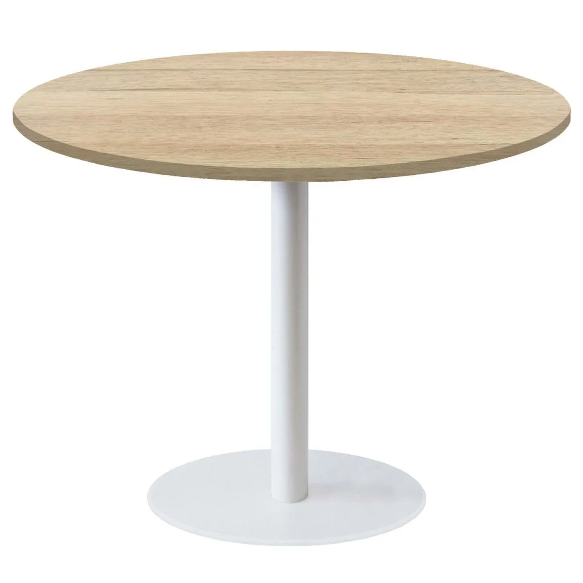 RestooTab Tavolo Roma XL rotondo base bianco - laminato legno & pietra; 75x120 cm (HxØ); quercia; rotonda