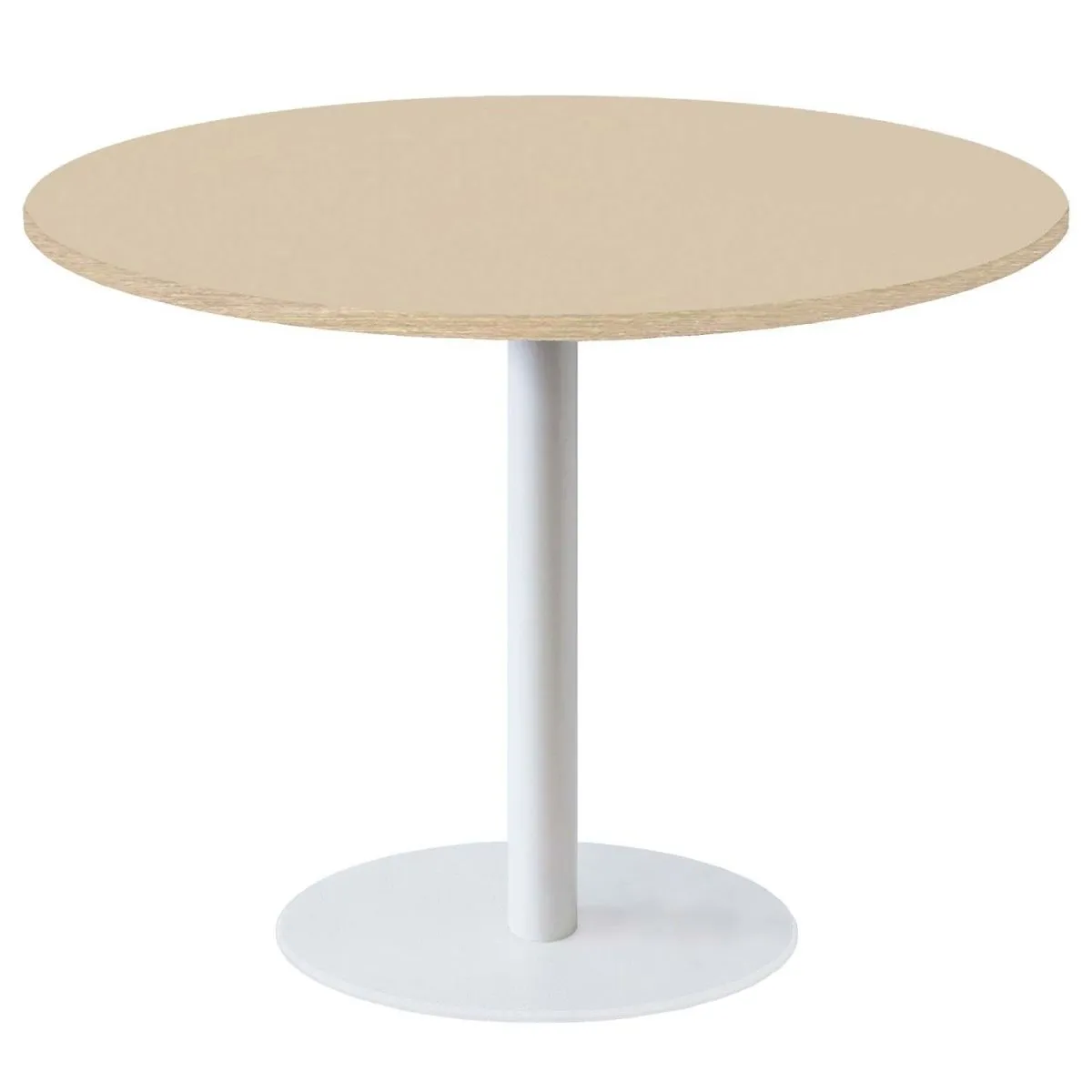 RestooTab Tavolo Roma XL rotondo base bianco - laminato tinta unita; 75x120 cm (HxØ); beige/marrone; rotonda