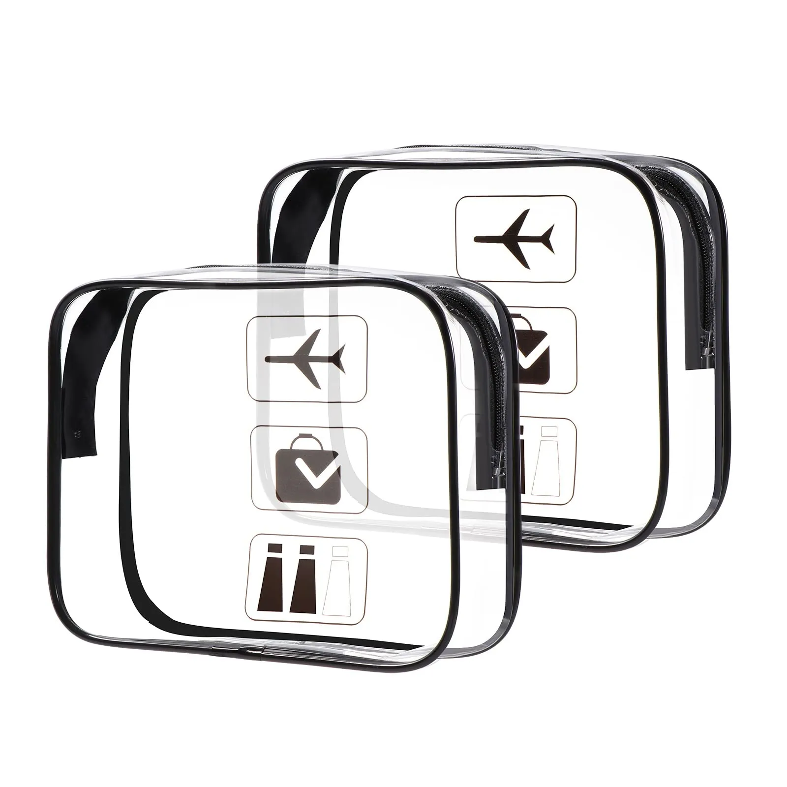 Oderra 2 Sacchetti Beauty Case Trasparente, 20.5 x 7 x 17 cm