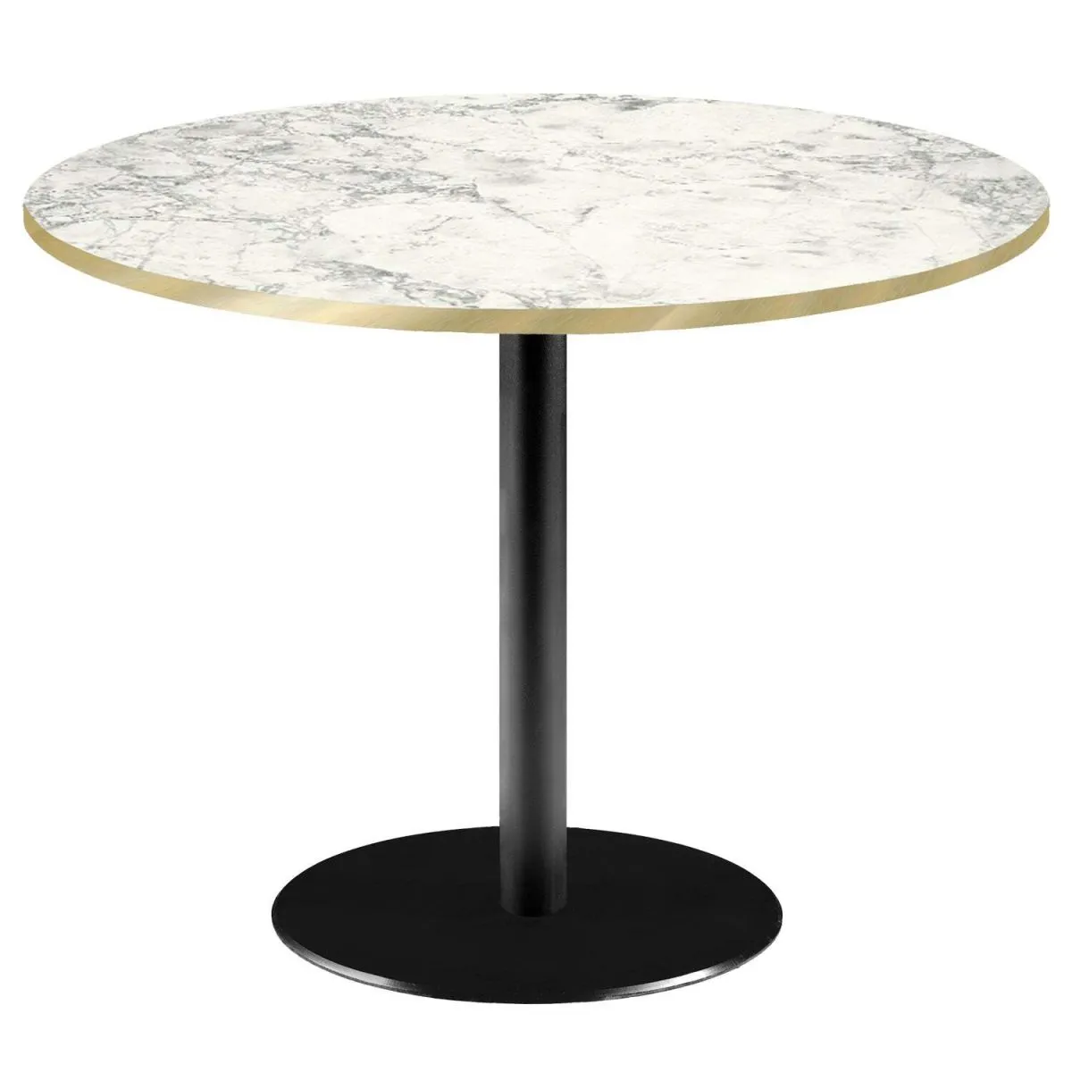 RestooTab Tavolo Roma XL rotondo - laminato pietra; 75x120 cm (HxØ); grigio chiaro/ottone/marmorizzato; rotonda