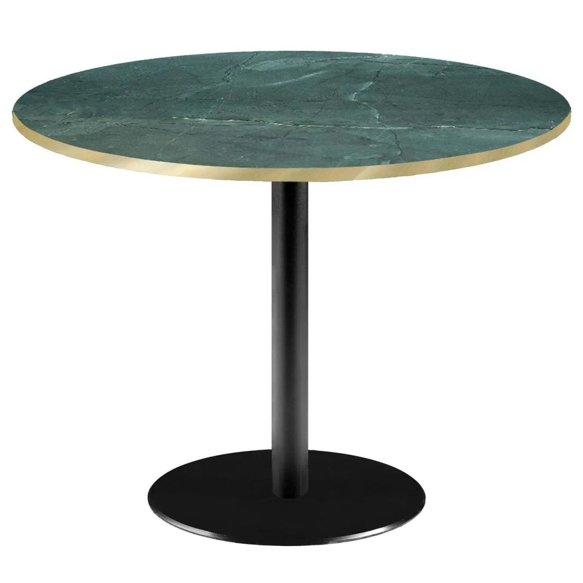 RestooTab Tavolo Roma XL rotondo - laminato pietra; 75x120 cm (HxØ); verde scuro/marmorizzato/ottone; rotonda