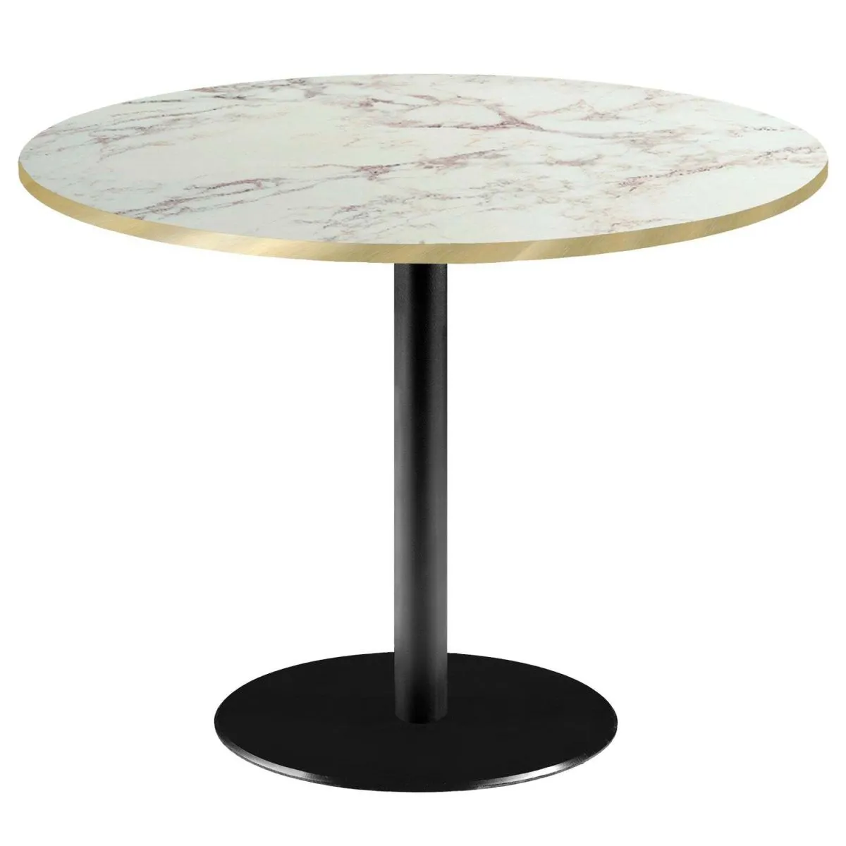 RestooTab Tavolo Roma XL rotondo - laminato pietra; 75x120 cm (HxØ); bianco lana/marrone/ottone; rotonda