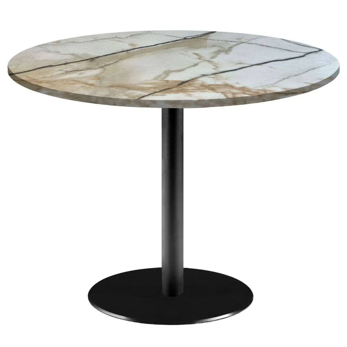 RestooTab Tavolo Roma XL rotondo - laminato pietra; 120x120x75x120 cm (LxLxHxØ); bianco lana/grigio/marmorizzato; rotonda