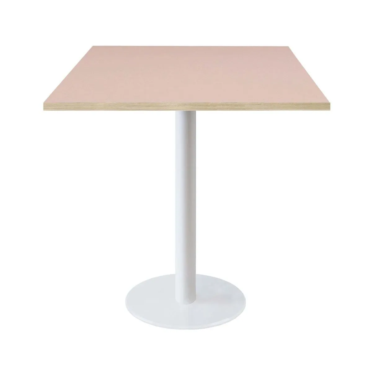 RestooTab Tavolo Roma quadrato base bianco - laminato tinta unita; 70x70x75 cm (LxLxH); rosa antico/marrone; quadrata