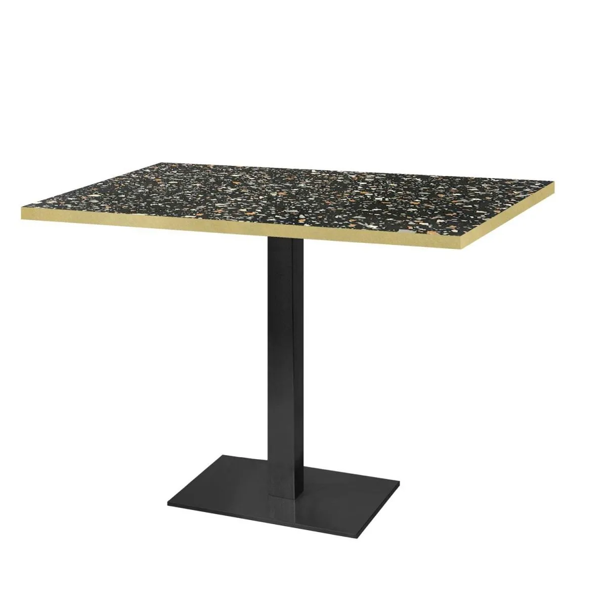 RestooTab Tavolo Milano rettangolare - laminato pietra; 120x70x75 cm (LxLxH); nero/terazzo/ottone; rettangolare