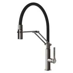 Miscelatore lavello semiprofessionale doccetta OFFICINE FInox e Matt black 60055 599