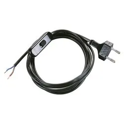 Cavo elettrico per abat jour con interruttore H03VVH2-F 2x0,75 mmq (1,5m) Nero PP0372 2