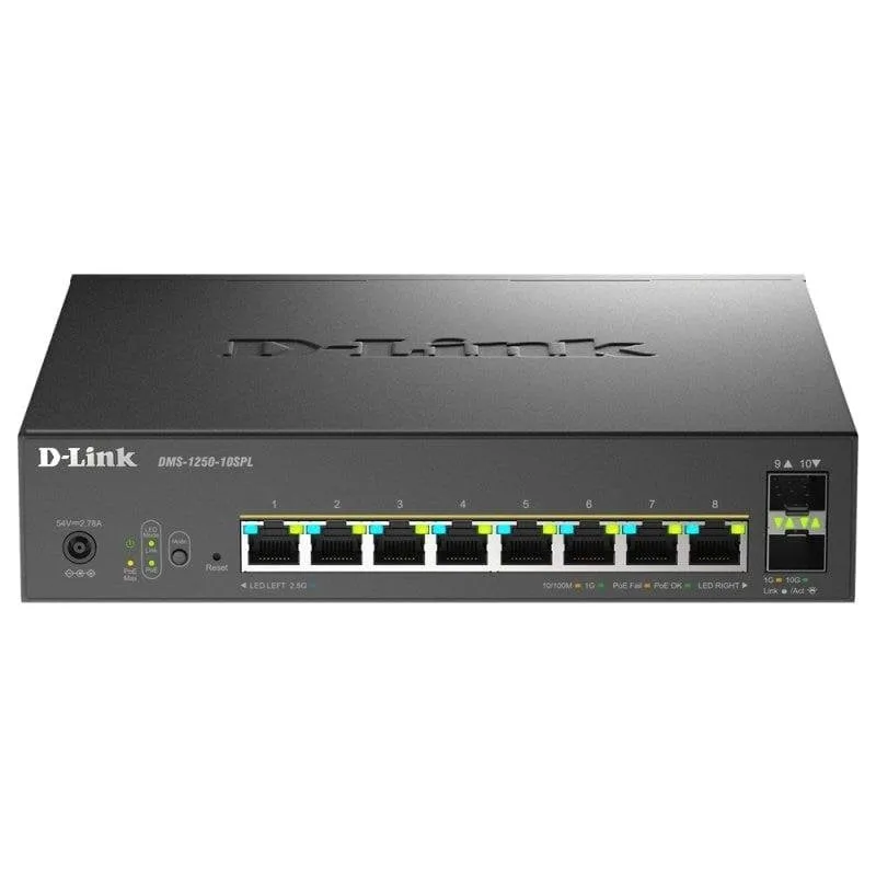 Switch Gestito D-Link 10 Porte 8 Gigabit + 2 SFP PoE