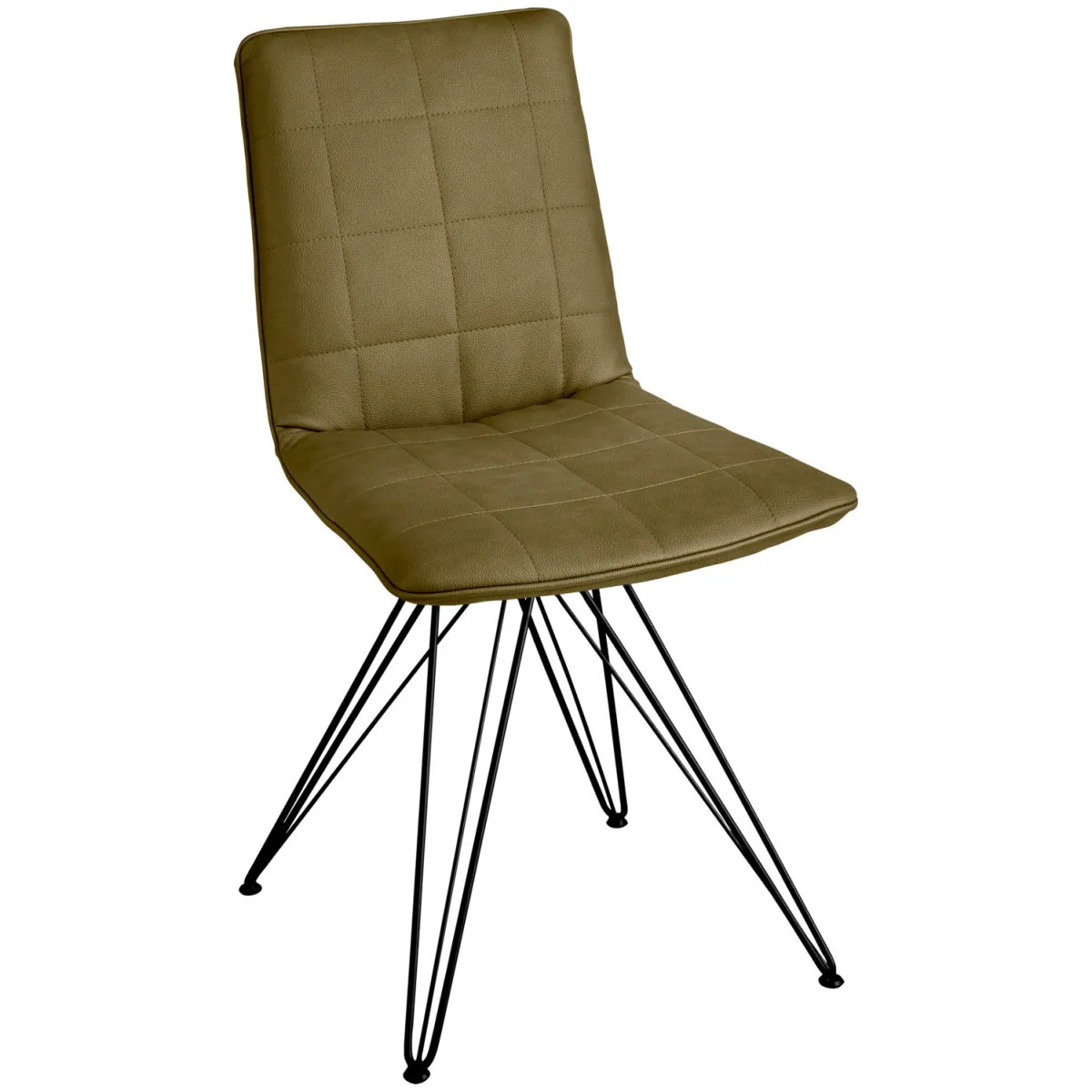 2x VEGA Sedia Milaria in similpelle, pacco da 2; 60x51x88.5 cm (LxPxH); seduta verde oliva, struttura nero; 2 set / Pacco