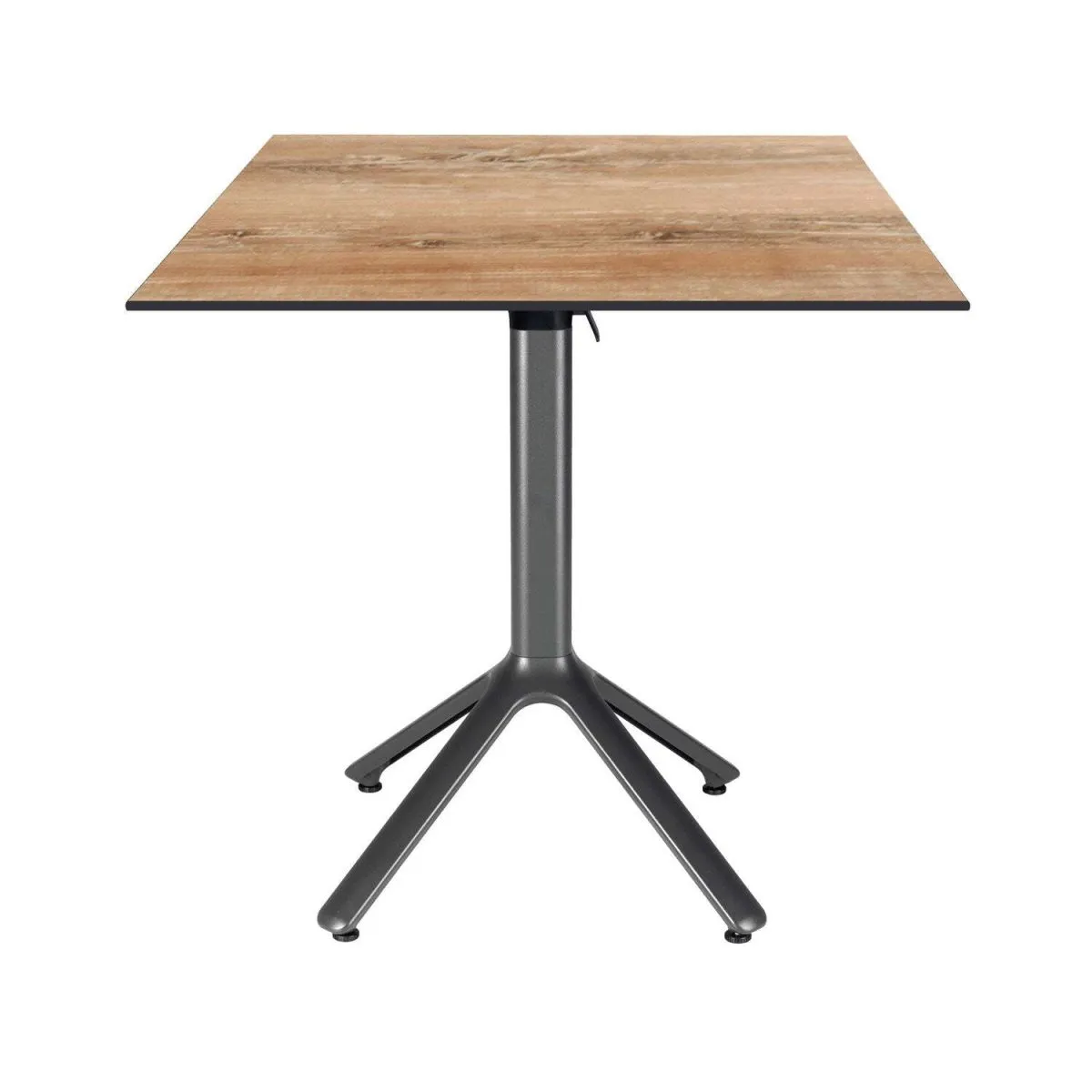 RestooTab Tavolo pieghevole Nemo da esterno 70x70; 70x70x74 cm (LxLxH); Piano tavolo quercia antica, struttura grigio scuro; quadrata