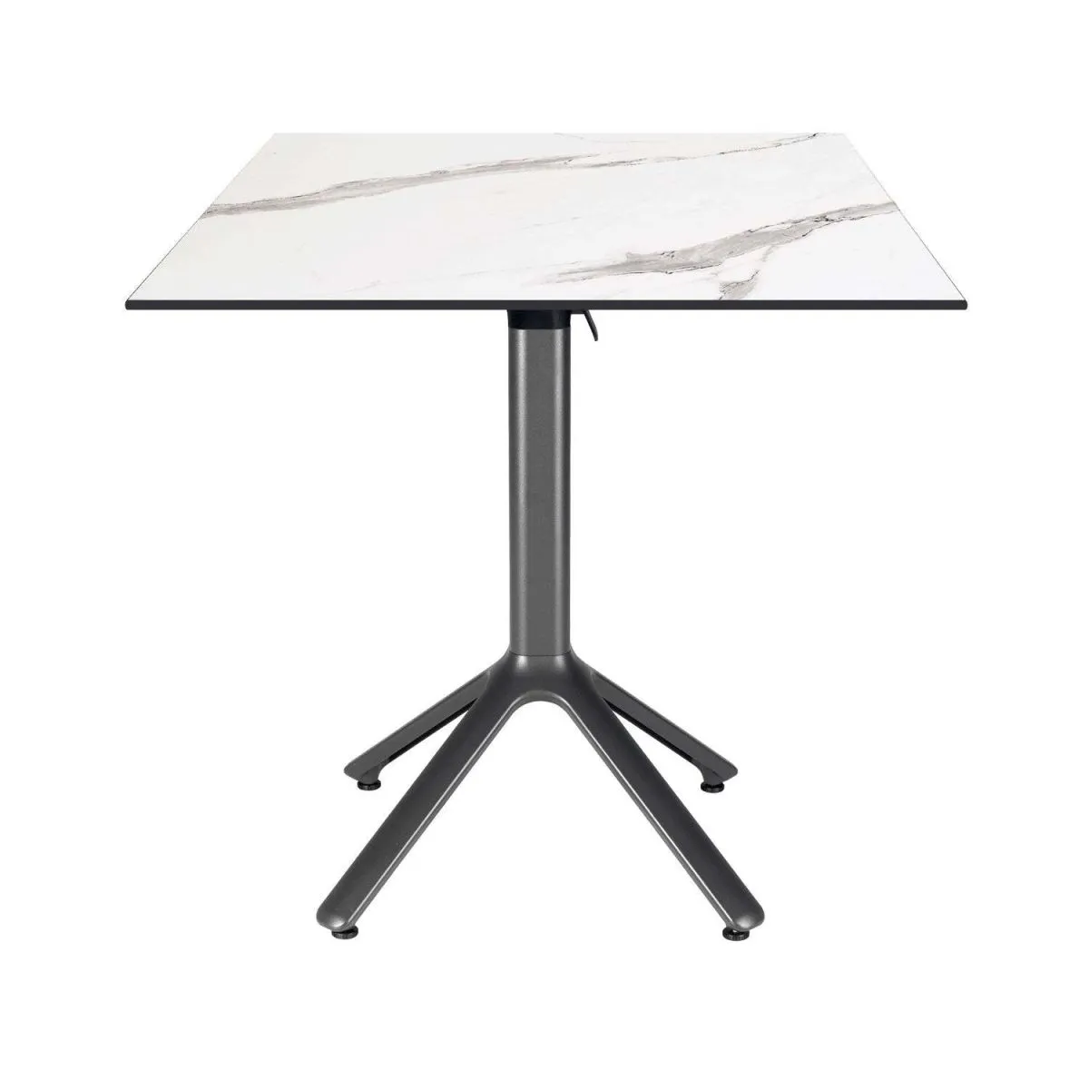 RestooTab Tavolo pieghevole Nemo da esterno 70x70; 70x70x74 cm (LxLxH); Piano tavolo bianco/grigio/marmorizzato, struttura grigio scuro; quadrata