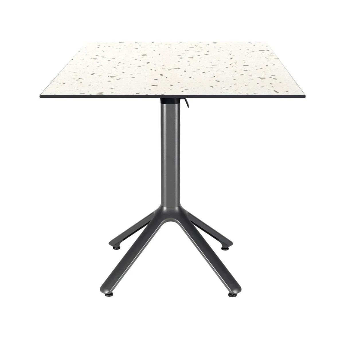 RestooTab Tavolo pieghevole Nemo da esterno 70x70; 70x70x74 cm (LxLxH); Piano tavolo bianco/multicolore/terazzo, struttura grigio scuro; quadrata