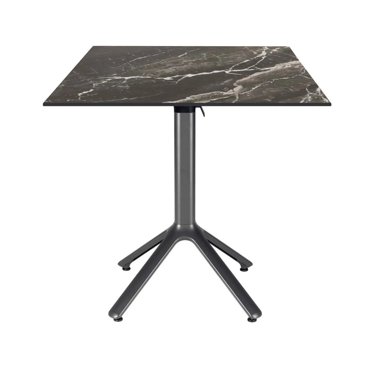 RestooTab Tavolo pieghevole Nemo da esterno 70x70; 70x70x74 cm (LxLxH); Piano tavolo nero/marrone/marmorizzato, struttura grigio scuro; quadrata