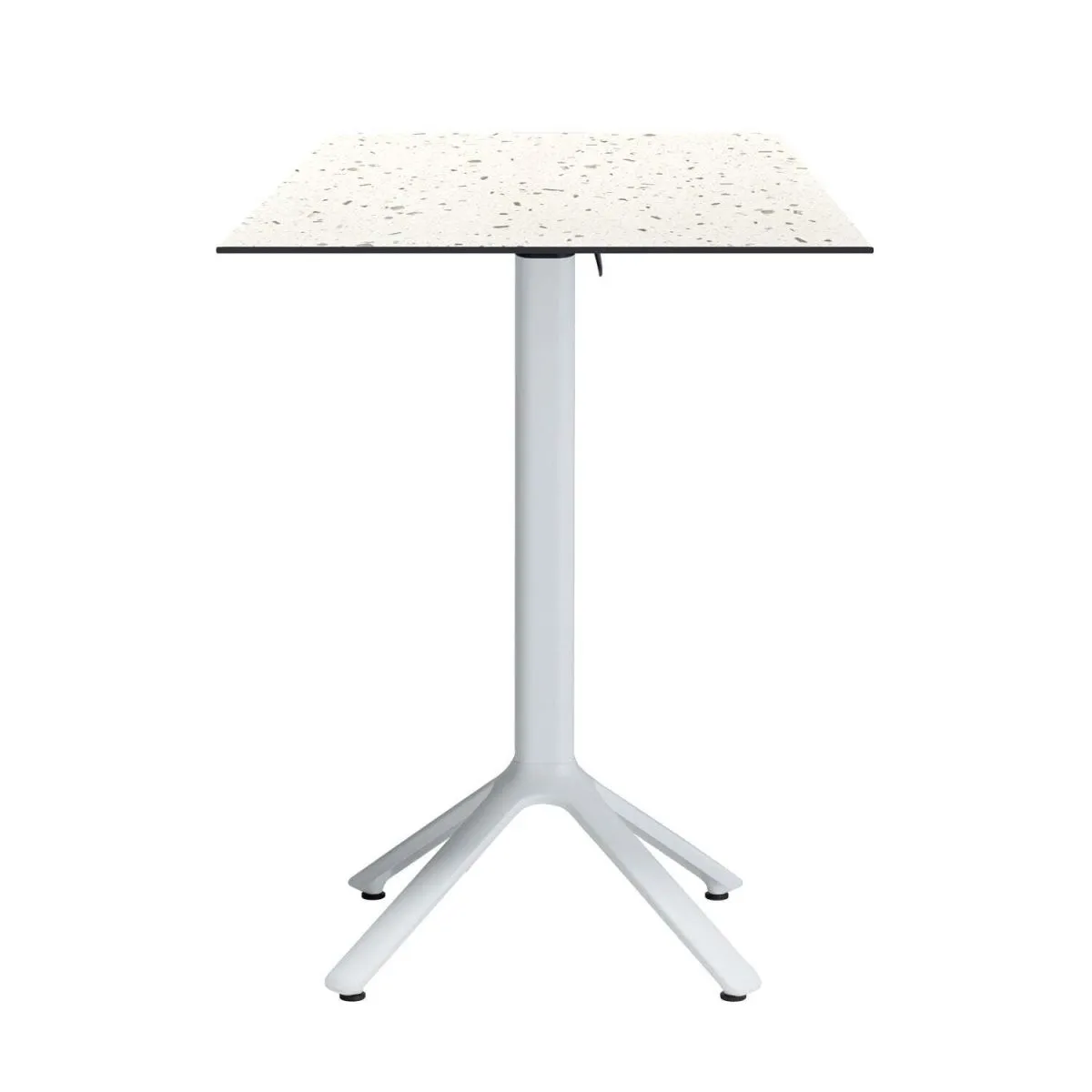 RestooTab Tavolo alto pieghevole Nemo bianco da esterno 60x60; 60x60x110 cm (LxLxH); Piano tavolo bianco/multicolore/terazzo, struttura bianco; quadrata