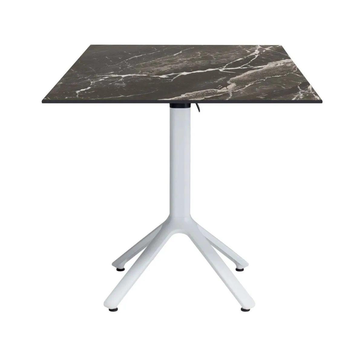 RestooTab Tavolo pieghevole Nemo bianco da esterno 70x70; 70x70x74 cm (LxLxH); Piano tavolo nero/marrone/marmorizzato, struttura bianco; quadrata