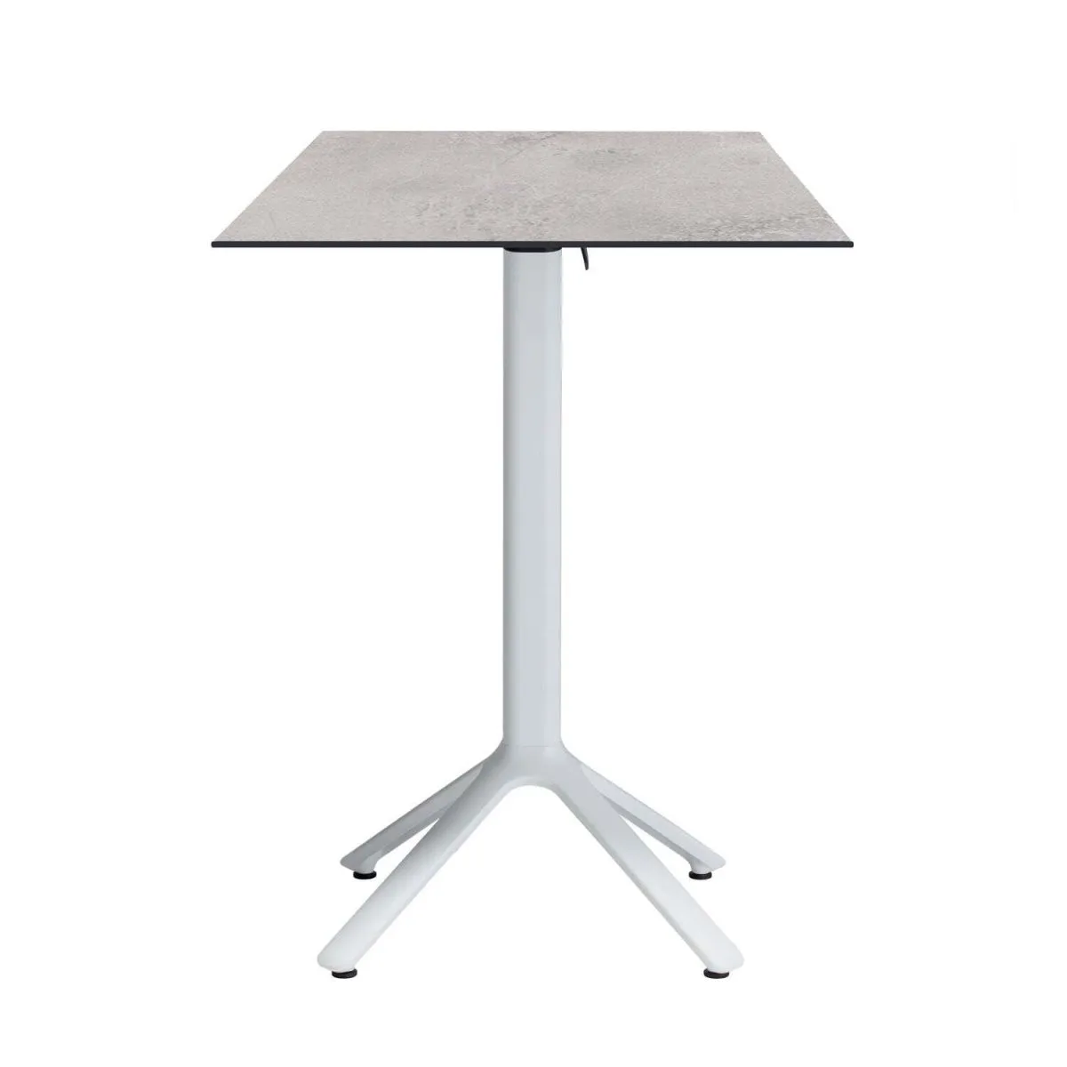 RestooTab Tavolo alto pieghevole Nemo bianco da esterno 60x60; 60x60x110 cm (LxLxH); Piano tavolo grigio chiaro, struttura bianco; quadrata