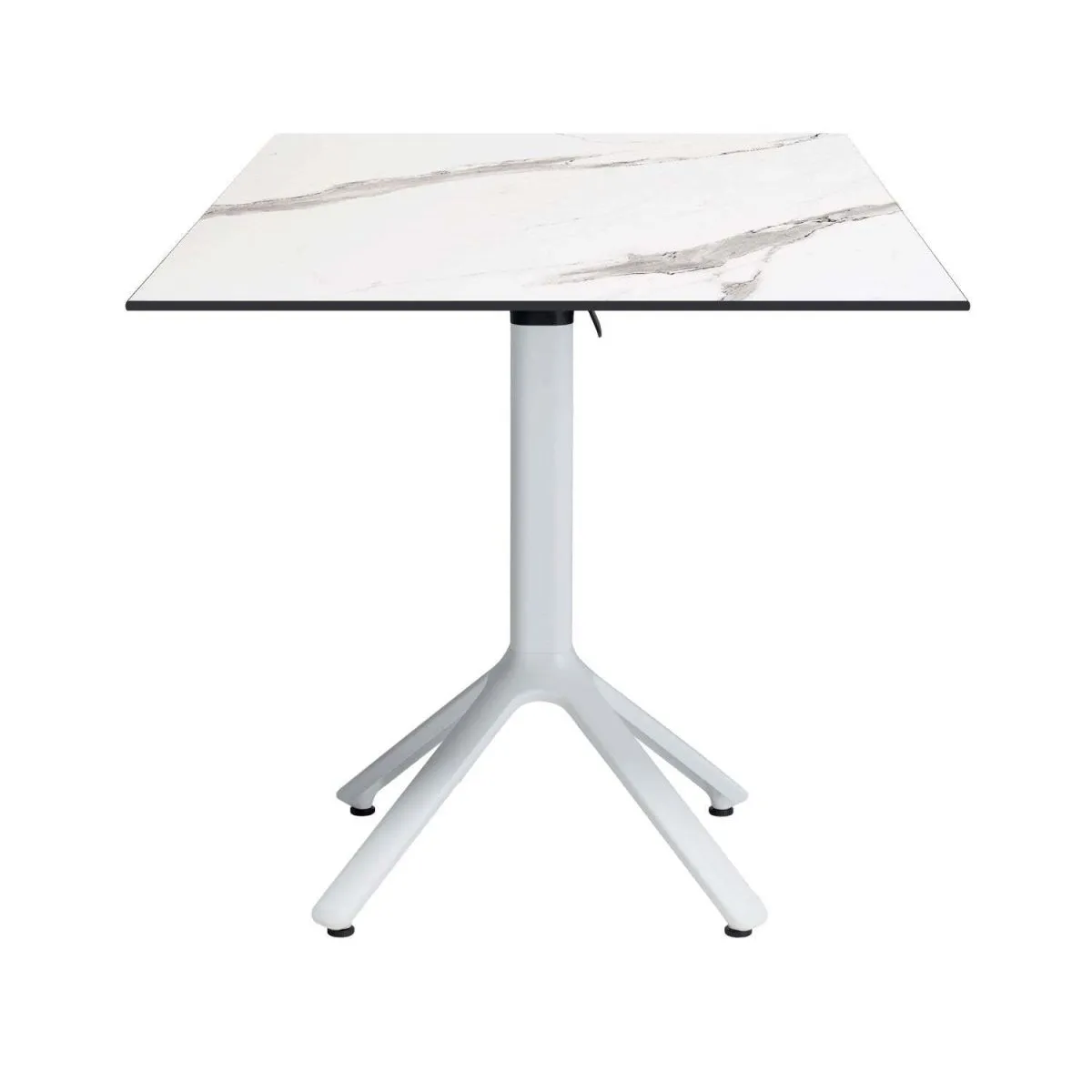 RestooTab Tavolo pieghevole Nemo bianco da esterno 70x70; 70x70x74 cm (LxLxH); Piano tavolo bianco/grigio/marmorizzato, struttura bianco; quadrata