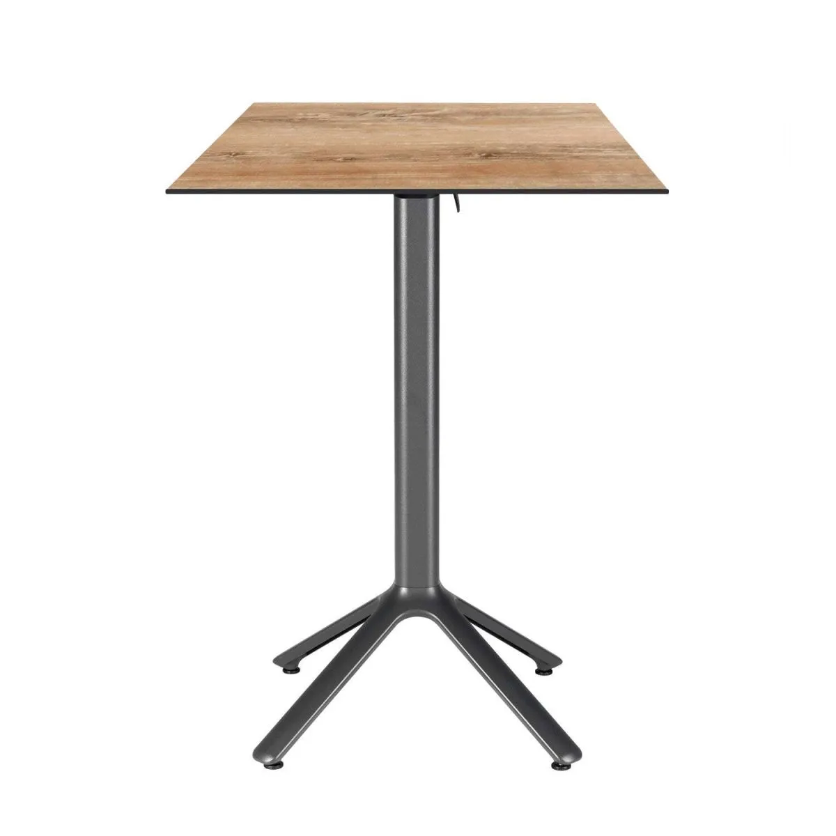 RestooTab Tavolo alto pieghevole Nemo da esterno 60x60; 60x60x110 cm (LxLxH); Piano tavolo quercia antica, struttura grigio scuro; quadrata