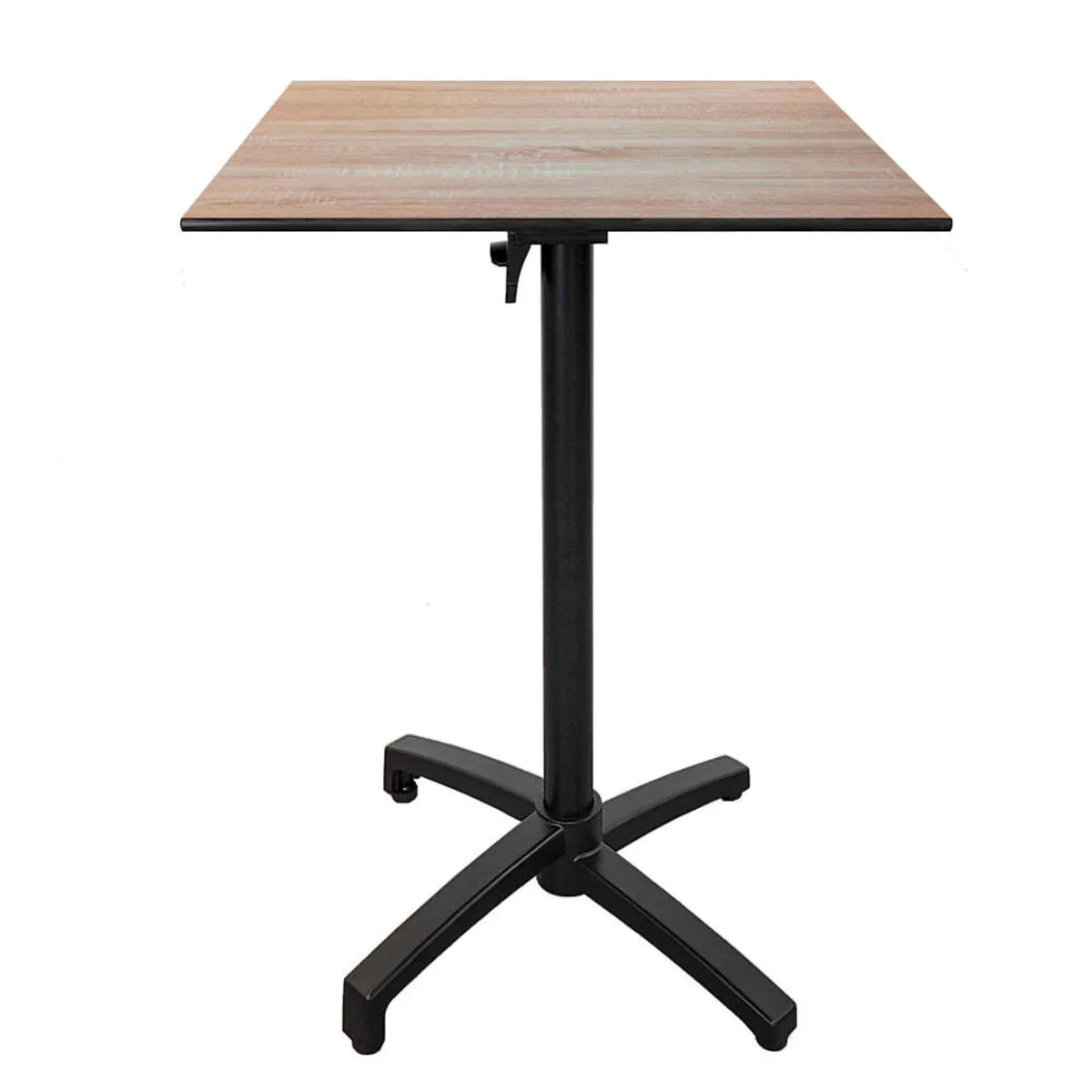 RestooTab Tavolo alto pieghevole da terrazza Diabolo quadrato; 60x60x111 cm (LxLxH); Piano tavolo betulla, struttura nero; quadrata