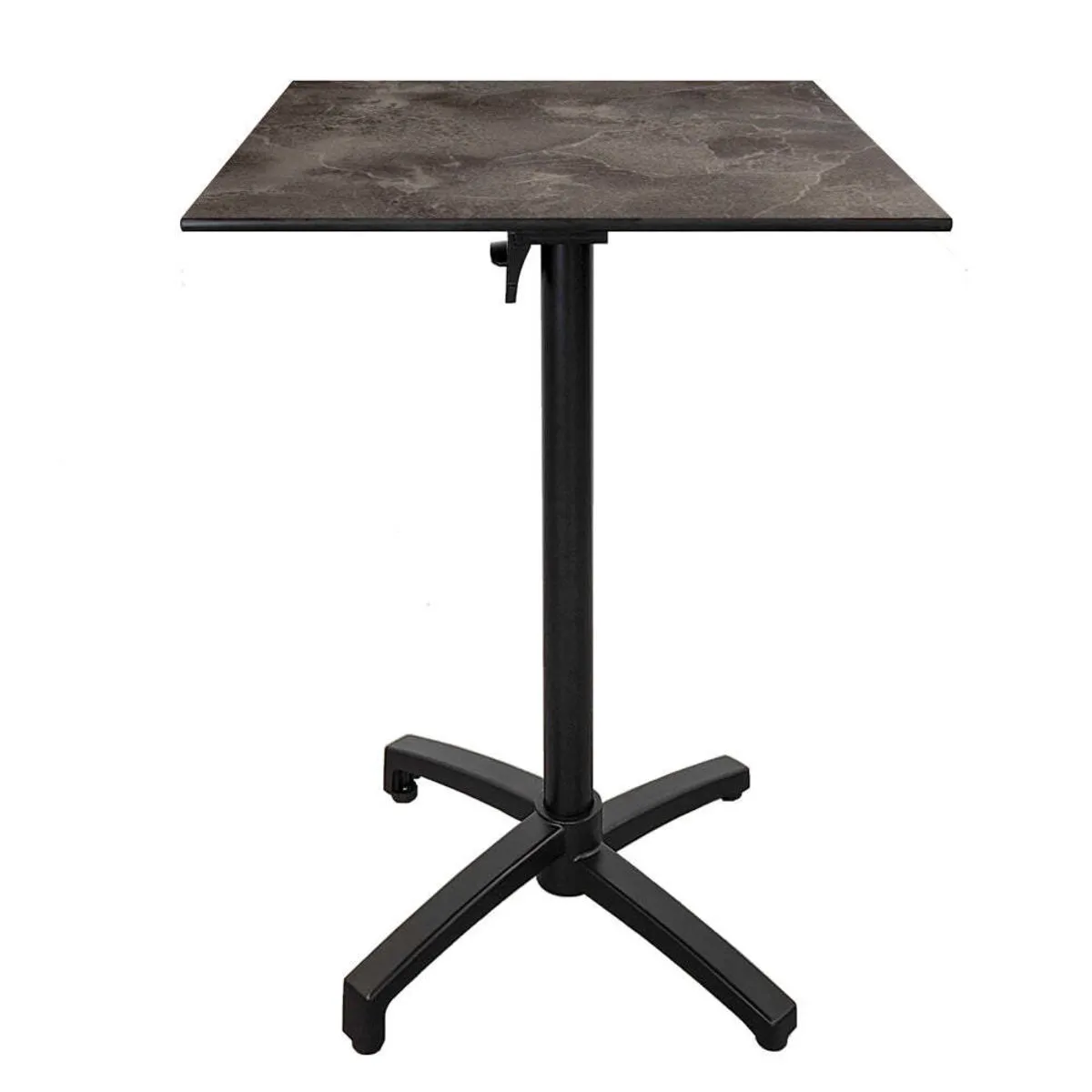RestooTab Tavolo alto pieghevole da terrazza Diabolo quadrato; 60x60x111 cm (LxLxH); Piano tavolo grigio scuro, struttura nero; quadrata