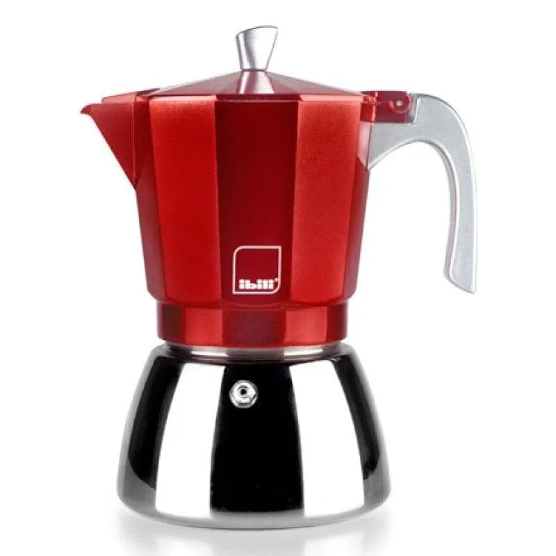 Caffettiera italiana Ibili Elba 0,6L alluminio forgiato inox rossa compatibile induzione