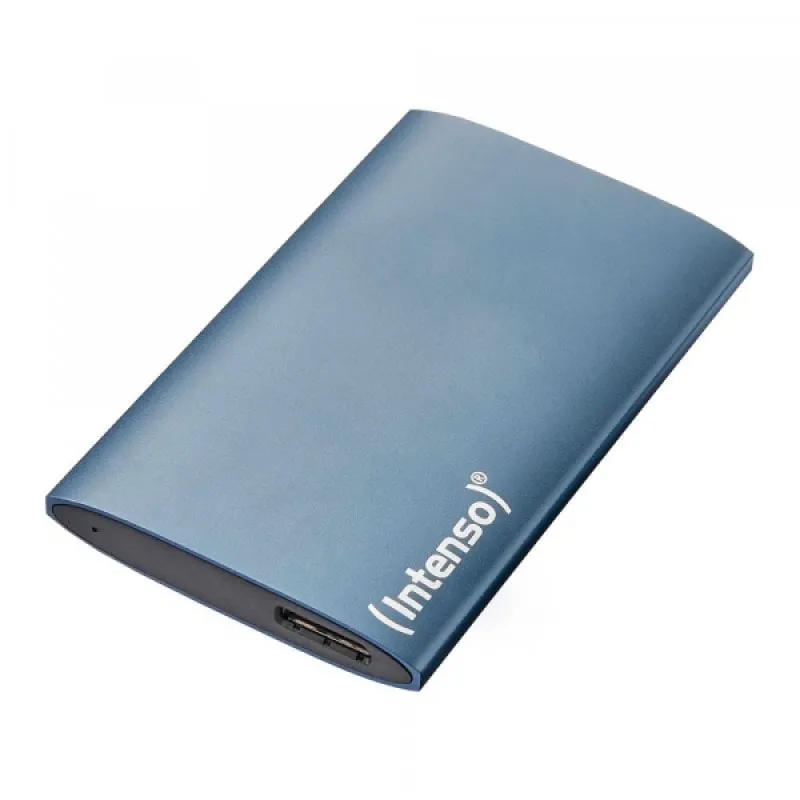 Disco rigido Intenso SSD da 2 TB, 1,8" 0,5 Gbps, USB 3.2 Gen1, alluminio blu + schermo