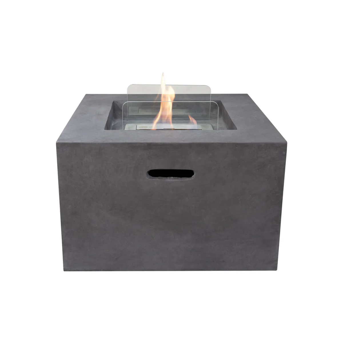 Field & Flame Camino a bioetanolo da terra per esterno Cassia in grigio cemento scuro; 58x58x37 cm (LxLxH); grigio
