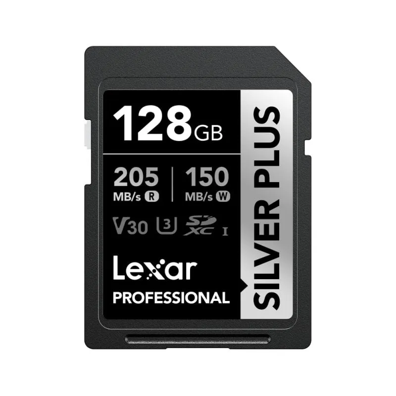 Scheda SD Lexar Professional SILVER PLUS da 128 GB UHS-I U3 V30 resistente a 205 MB/s