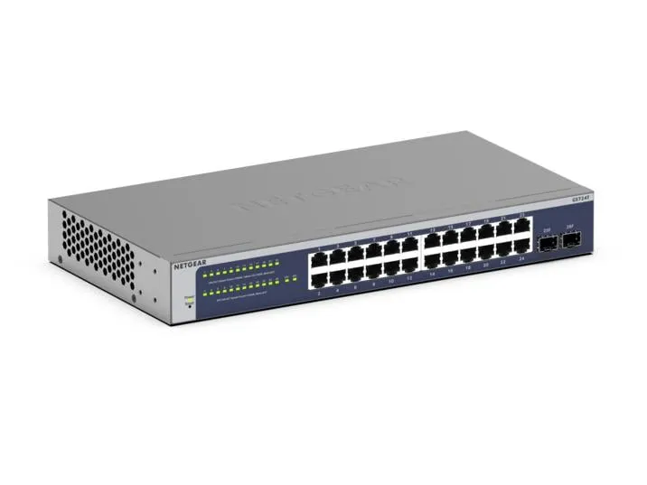 Switch Netgear GS724Tv6 24 porte Gigabit 2 SFP L2+/L3 Rack 1U senza ventola