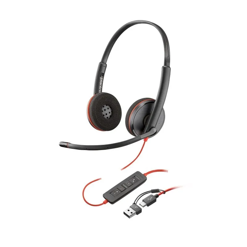 Auricolari POLY con cavo USB-C e adattatore USB-A, riduzione del rumore e microfono