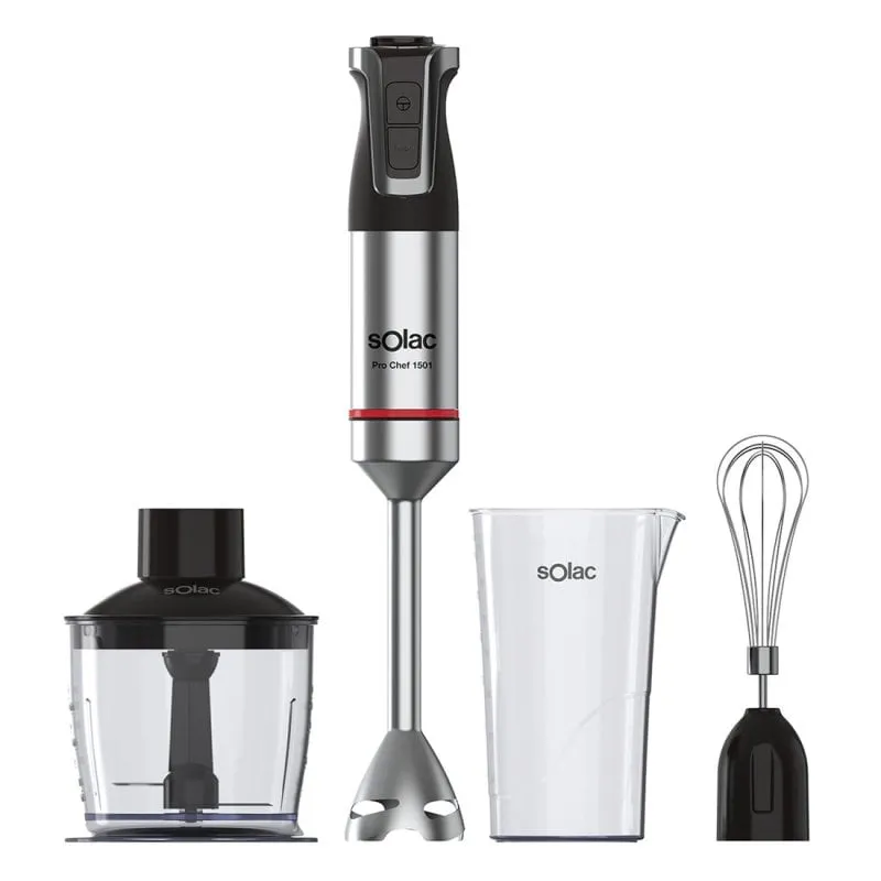 Frullatore a immersione Solac Pro Chef 1501 da 1500 W a 20 velocità in acciaio inossidabile con set di accessori