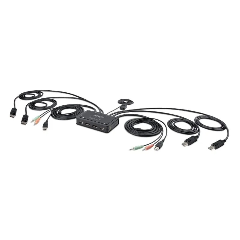StarTech.com Switch DisplayPort KVM - 2 PC, 2 monitor 4K 60Hz, USB, audio, switch remoto, cavi integrati