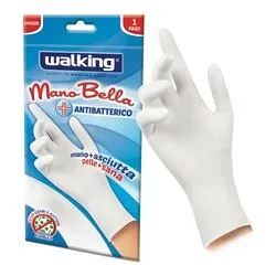 Guanti lavoro Antibatterico policotone (taglia unica ) MANOBELLA Bianco 010614
